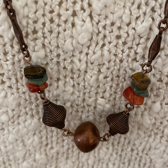 VTG 30” Copper Colored & Stone Necklace - Picture 4 of 7